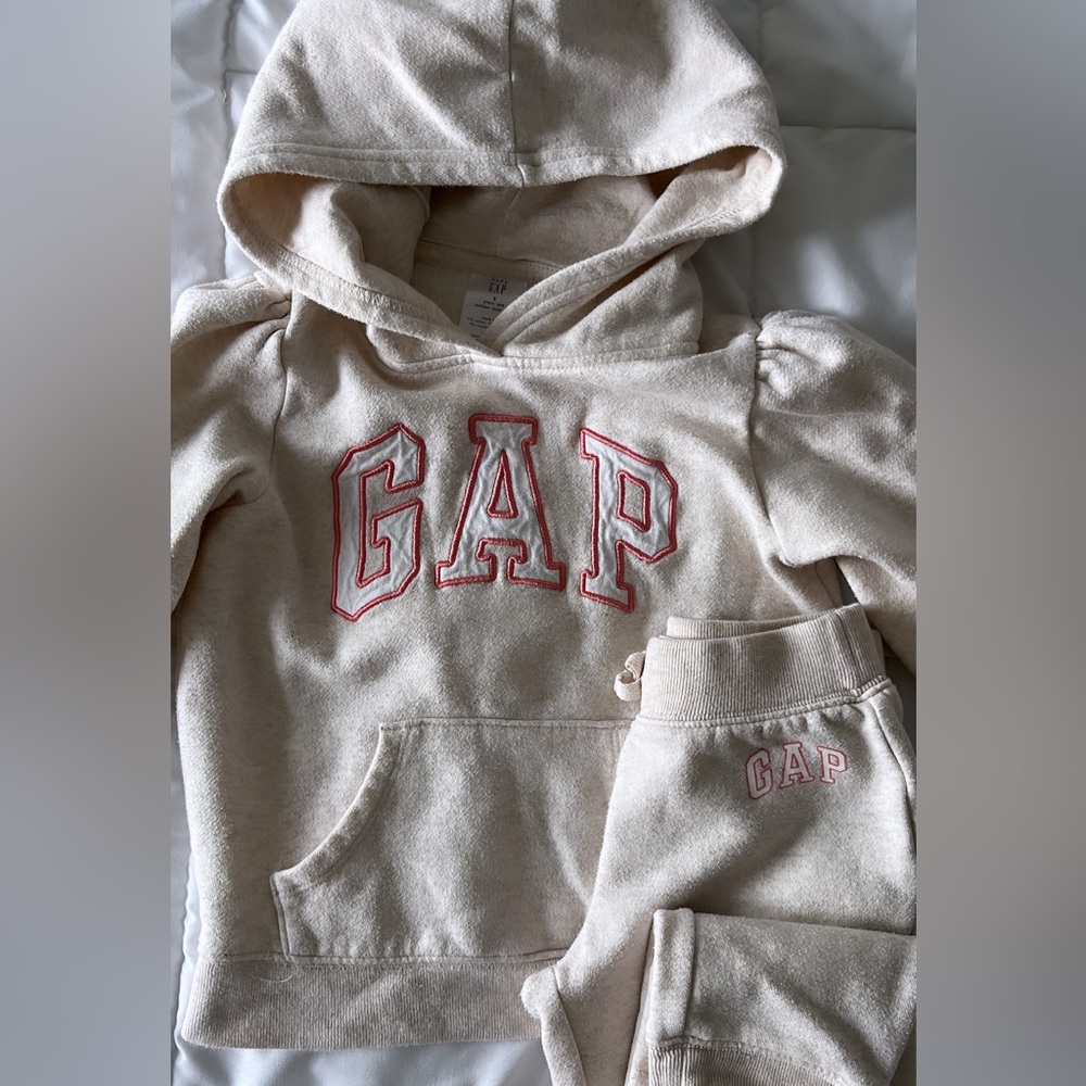 GAP Pull Over Hoodie Tracksuit Cream/Beige 5